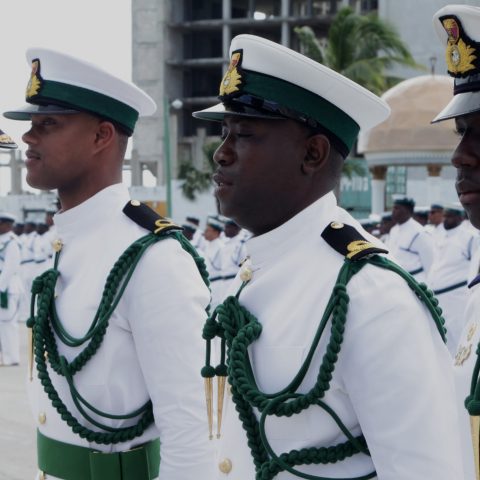 Commodore Tellis Bethel conducting an inspection of the Officer Platoon during the Commander Defence Force Divisions on February 9, 2018 at HMBS Coral Harbour. (RBDF Photos by Marine Seaman Kyle Smith)