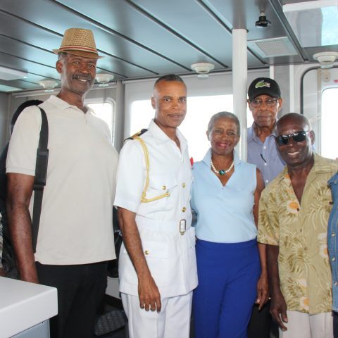 Commander Defence Force Commodore Tellis Bethel and the Class of 2018 Sporting Hall of Famers onboard HMBS Rolly Gray, one of the Legend Class vessels on November 16, 2018.