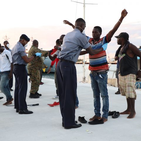 Defence Force Marines Searching Illegal Migrants As a Part Of Operational Procedures
