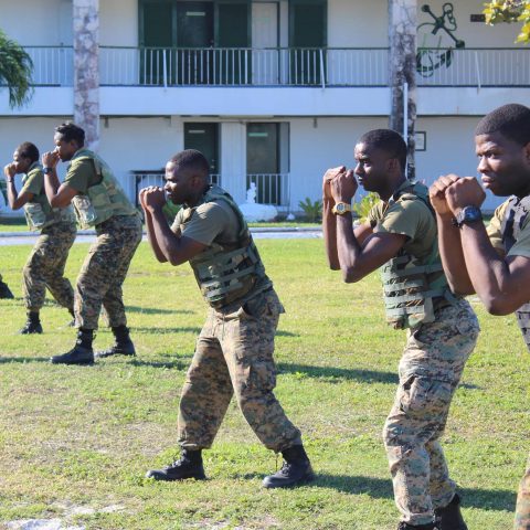 RBDF Marines taking part in the Close Range Combative Systems (CRCS) training course at the Coral Harbour Base.